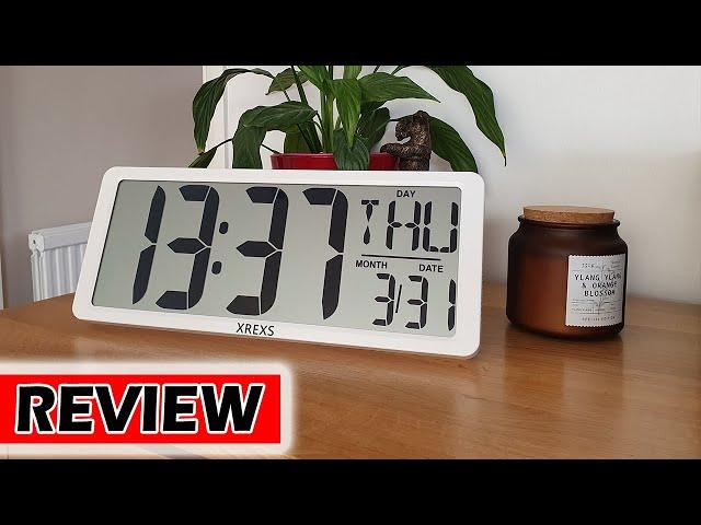 Large White Digital Clock by XREXS | Easy Setup & Easy to See!