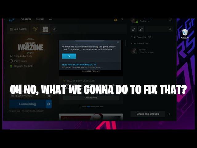 Warzone Caldera won't lauch after last update error scan repair here is the FIX !