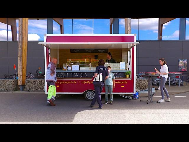 One Woman makes Street Food Pasta on Country Road | Street Food near Berlin Germany