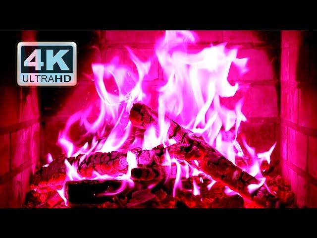  PINK FIREPLACE 4K Ultra HD. Halloween Fireplace