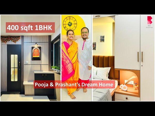 1BHK Home Interiors | Compact Bedroom Interiors | Mumbai 400sqft Home Interior