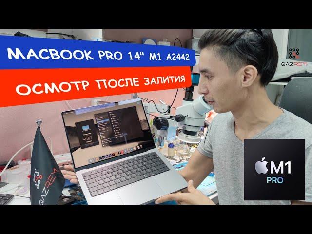 Обзор и разбор MacBook Pro 14" Apple на чипе M1 Pro модель A2442 2021г. после попадания влаги.