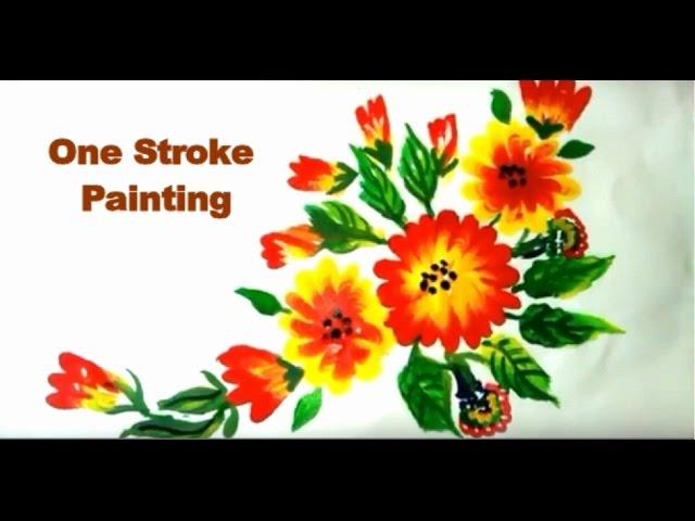 One stroke painting for beginners |  one stroke painting technique | bed sheet painting