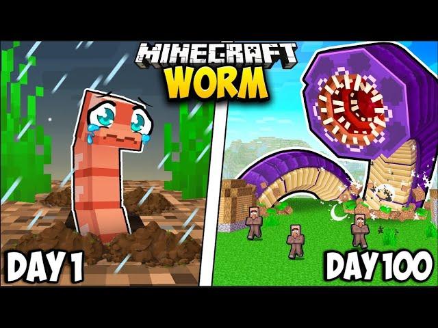 I Survived 100 Days as a WORM in Minecraft