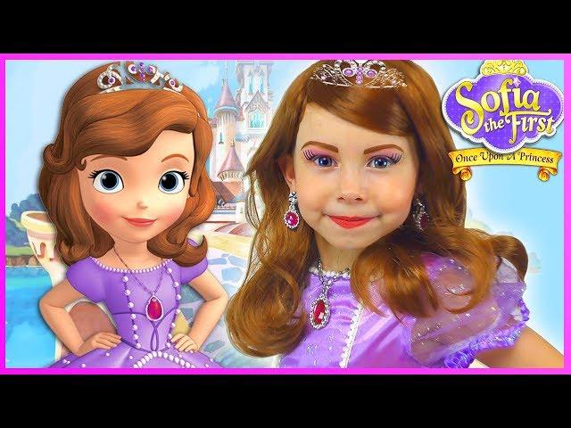 Sofia The First Kids Makeup Disney Princess Pretend Play with Toy & DRESS UP in Real Princess Dress