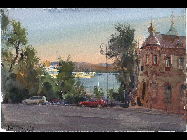 20220919 Vladivostok Uborevicha street. Watercolor plein air painting