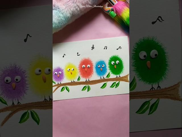 diy art for kids | cute birds drawing #diyart#cuteart#art#cutebirds#drawing#easydrawing#artforkids