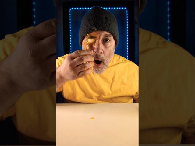 WATCH the yoke break on my face, as the shell enters my eye... empty!   #shorts #funny #illusion