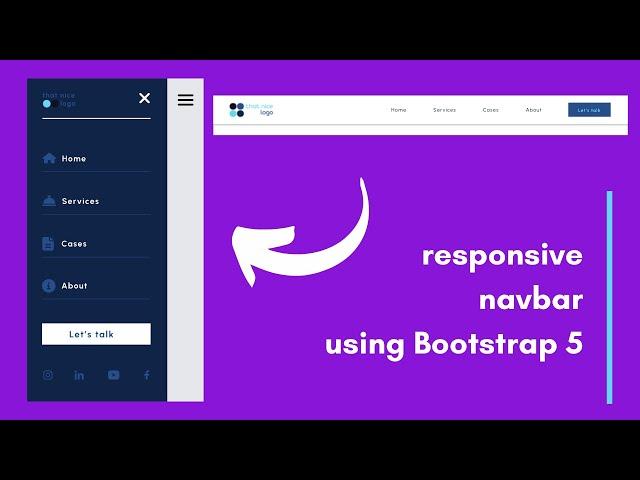 How to Create a Responsive Navbar using Bootstrap 5  | Responsive Sidebar Menu