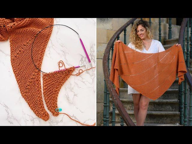 How To Knit An Asymmetrical Shawl With Yarn Over Stripes