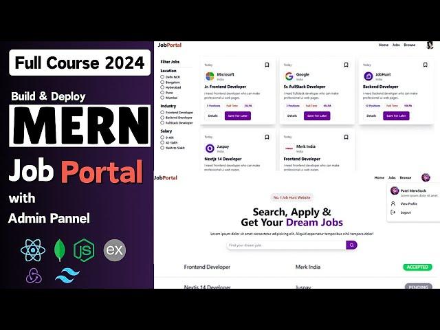 Build a FullStack Job Portal App with MERN Stack (MongoDB, Express, React Js, Node Js)