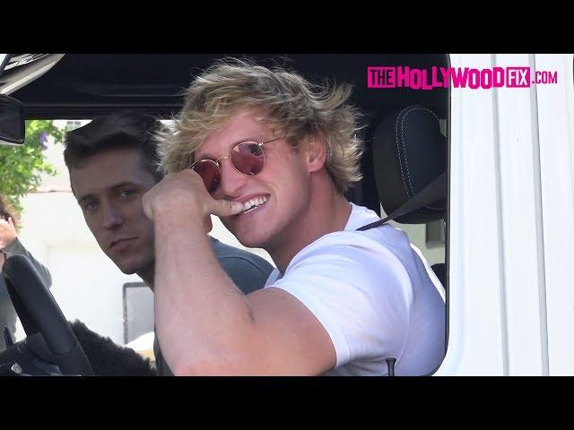 Logan Paul & Team 10 Are Mobbed By Fans At Jake's House In West Hollywood 7.27.17