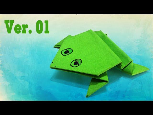 Kids easy origami - How to make a jumping frog ver.1