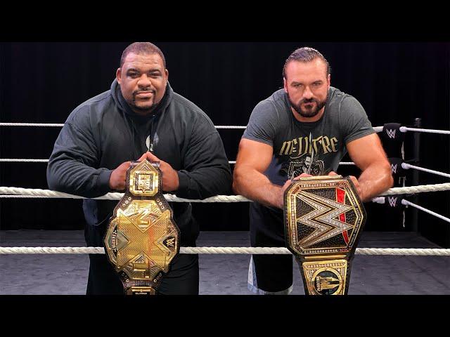 Drew McIntyre and Keith Lee lock up in a champion sparring session