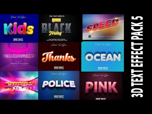 3D Text Effect Pack 5  In PSD Files |English| |Photoshop Tutorial|
