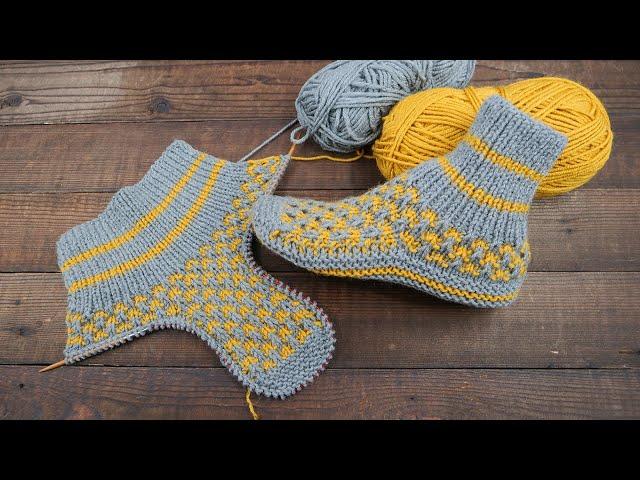 Slippers with jacquard for lazy knitting 