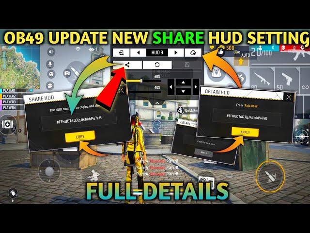 OB49 New Update Custom HUD Share Setting Full Details In Free Fire | Free Fire New Setting
