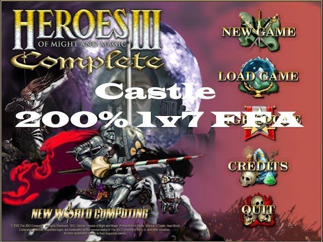 Heroes of Might and Magic III - Castle 200% Random Map (XL Size) - 1v7 AI FFA [Longplay]