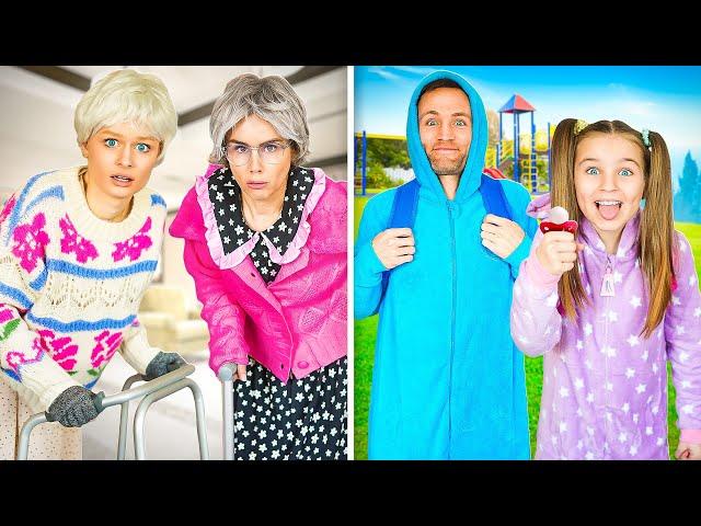 OLD vs YOUNG for 24 hrs challenge! | Family Fizz