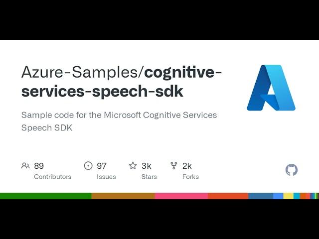 GitHub - Azure-Samples/cognitive-services-speech-sdk: Sample code for the Microsoft Cognitive Ser...