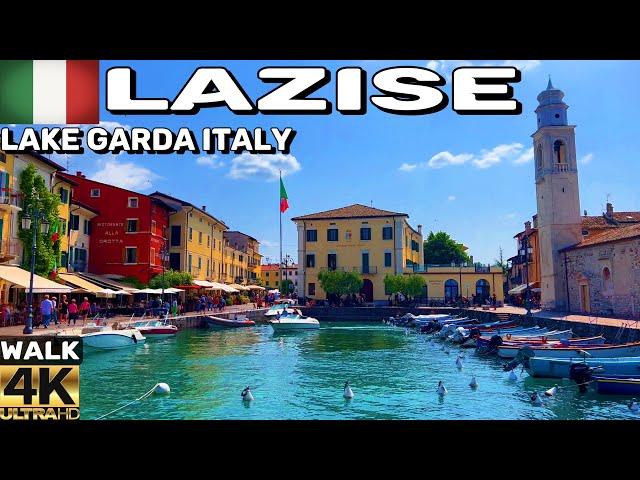 WALKING TOUR OF LAZISE, LAKE GARDA ITALY | CHARMING TOWN'S CENTER TO LAKEFRONT IN 4K UHD 60FPS