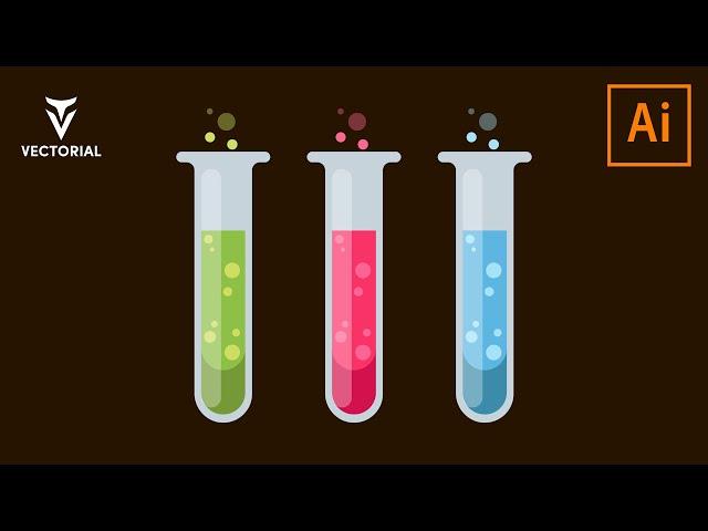 Laboratory test tubes tutorial in Adobe illustrator 2020