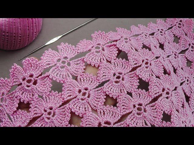 SUPER EASY Beautiful Flower Pattern Crochet  СУПЕР легкий УЗОР для вязания крючком БЕЗ ОТРЫВА НИТИ !