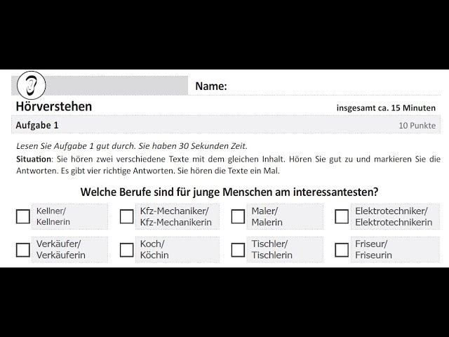 ÖSD A2 HÖREN │ LISTENING TASK NR.2 │ ALL PARTS