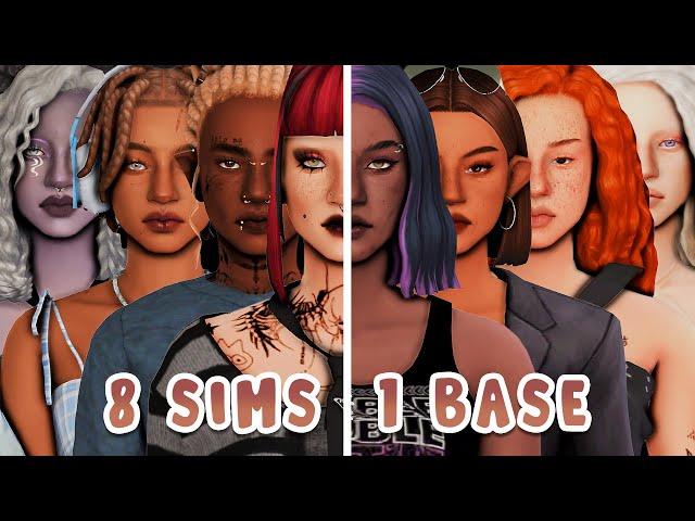 8 Sims, 1 Base + CC List | Sims 4 Create A Sim