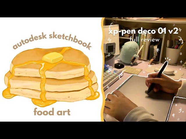 using xp-pen deco 01 v2 on autodesk sketchbook | full review, semi-realistic food art