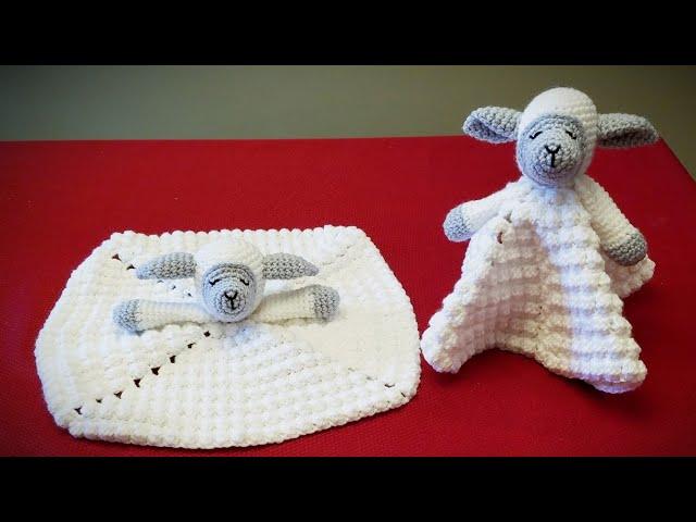 Lamb baby security blanket. Easy crochet along tutorial