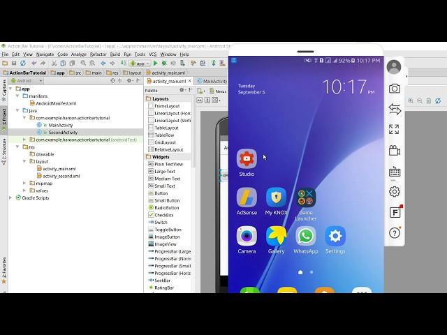 Put back button on Action Bar using Material Design in Android Studio Tutorial