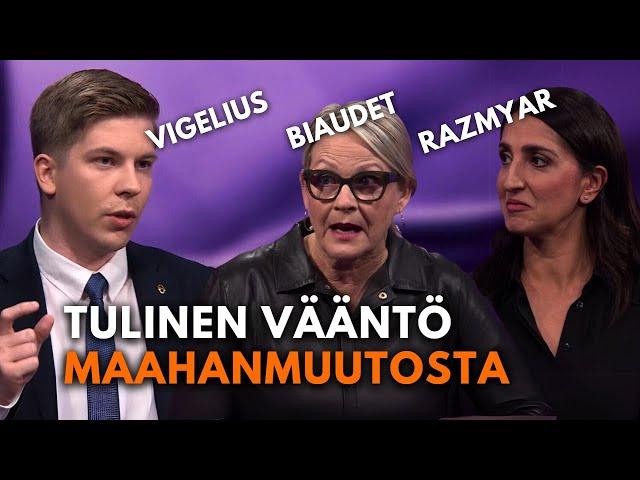 Maahanmuuttopolitiikkaa tilastot vai tunteet edellä? A-studiossa Vigelius vs. Razmyar & Biaudet