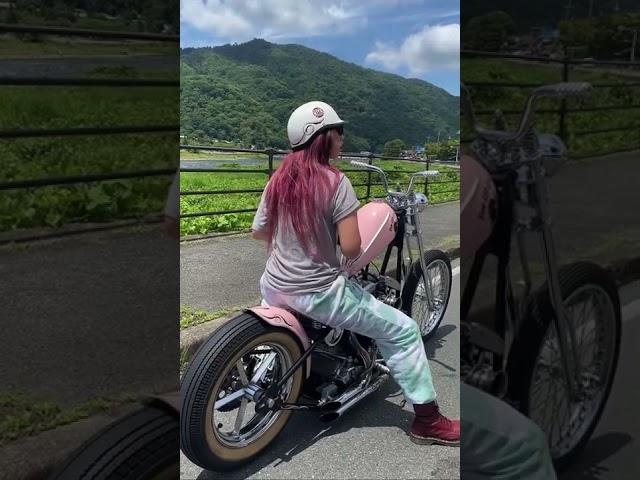 Biker girl getting ready to roll