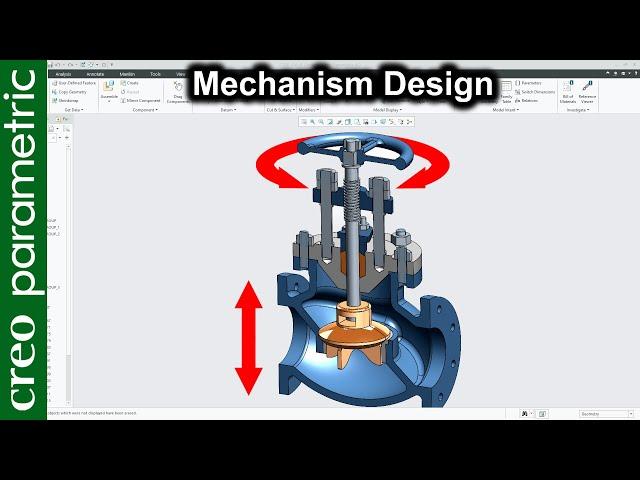 Mechanism Design for stop valve in Creo Parametric