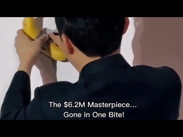 Crypto boss eats banana arthe bought for USD6.2 million  #art #arte #banana #artist #museum #museu