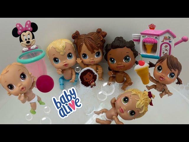 NEW Baby alive crib life dolls swimming in the bath  playing with New toys