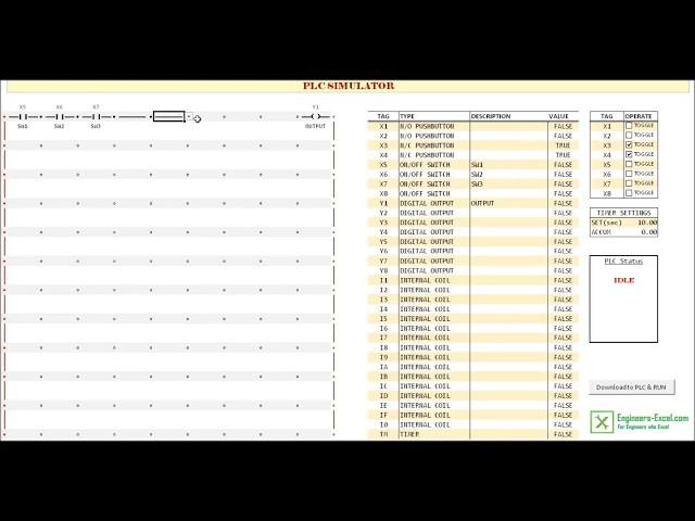 Using the Free PLC Simulator (runs in Excel)