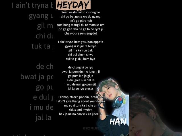 SKZ 3RACHA - HEYDAY Han rap easy lyrics #shorts