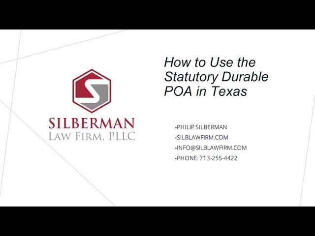 How to Use The Statutory Power of Attorney Form in Texas