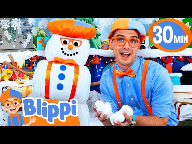 Blippi Plays the Matching Snowman Game!| Blippi's Playdate | Educational Videos for Kids