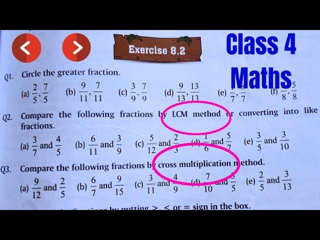 Compare the following fraction | class 4th exercise 8.2 | Comparing fractions