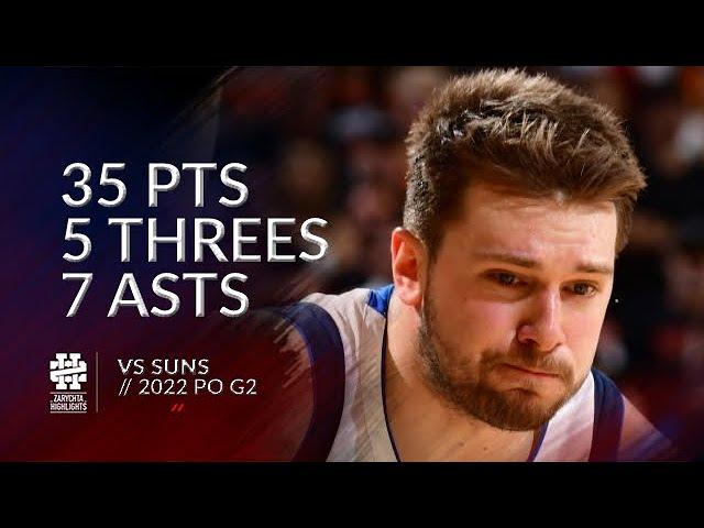 Luka Doncic 35 pts 5 threes 7 asts vs Suns 2022 PO G2