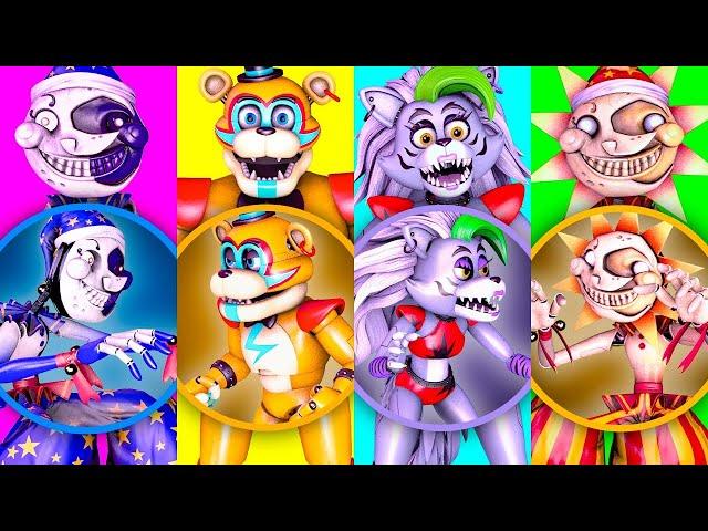 Baby Freddy vs Baby Roxanne Wolf vs Sundrop & Moondrop - Sad Story - Fnaf Security Breach Animation