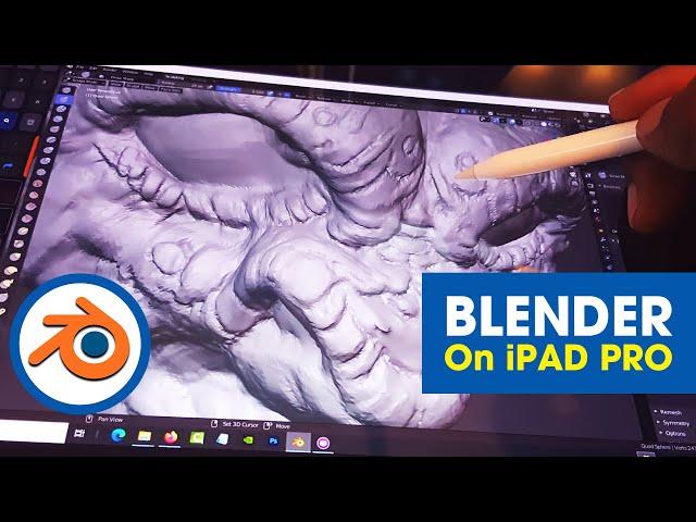 Sculpting in Blender on an iPad Pro with Apple Pencil, using Easy Canvas & Tablet Pro