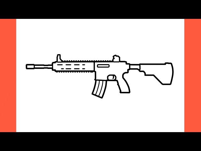 How to draw M416 RIFLE from PUBG easy / drawing HK416 pubg mobile gun step by step