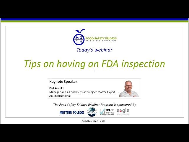 Tips on having an FDA inspection