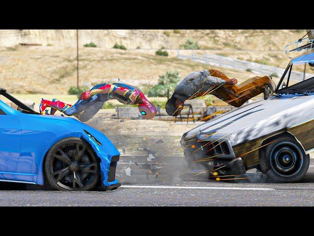 GTA 5 Iron Spiderman No Seatbelt Car Crashes - Spider-Man Ragdolls Compilation #2 (Euphoria physics)