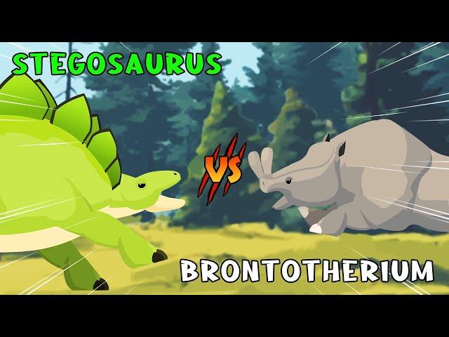 Stegosaurus vs Brontotherium | Prehistoric Animals vs Dinosaurs [S1] | Animal animation