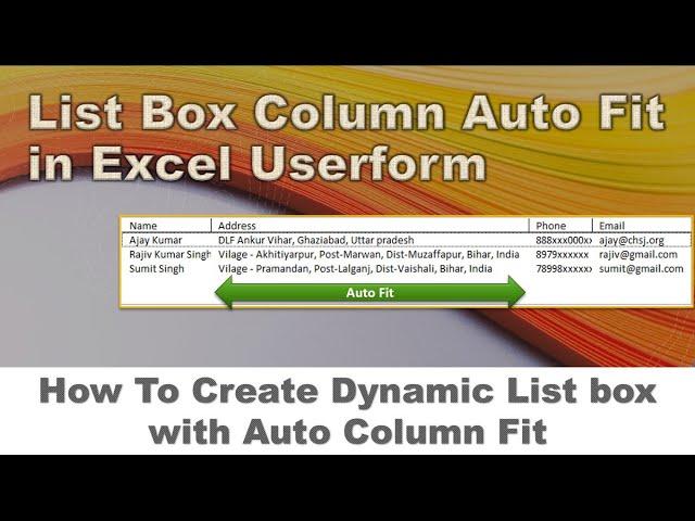 ListBox Column Auto Fit In Excel Userform | Excel Vba | Listbox in Excel vba